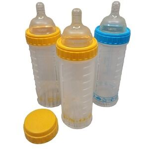 3 Playtex Clear Round Top Silicone Nipples Drop In Baby Bottle Infant‎ 8 oz Vtg